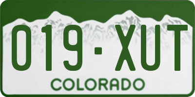 CO license plate 019XUT