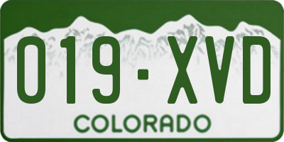 CO license plate 019XVD