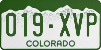 CO license plate 019XVP