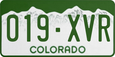 CO license plate 019XVR