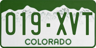 CO license plate 019XVT