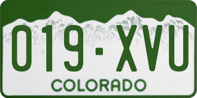 CO license plate 019XVU