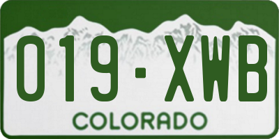 CO license plate 019XWB