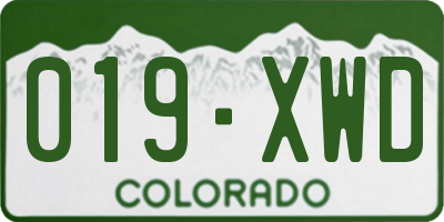 CO license plate 019XWD