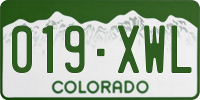 CO license plate 019XWL