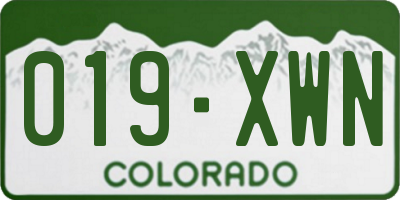 CO license plate 019XWN