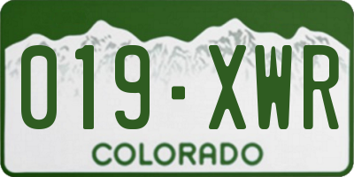 CO license plate 019XWR