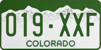 CO license plate 019XXF