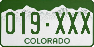 CO license plate 019XXX