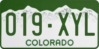 CO license plate 019XYL