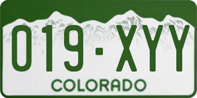CO license plate 019XYY