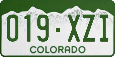 CO license plate 019XZI