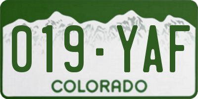 CO license plate 019YAF