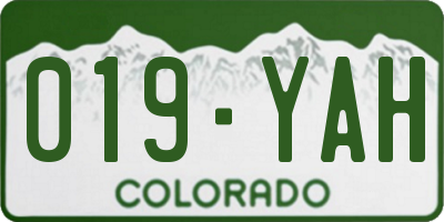 CO license plate 019YAH