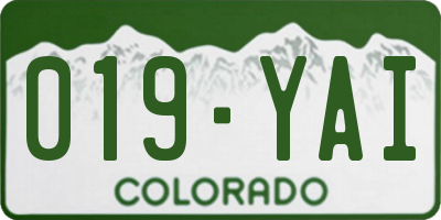 CO license plate 019YAI