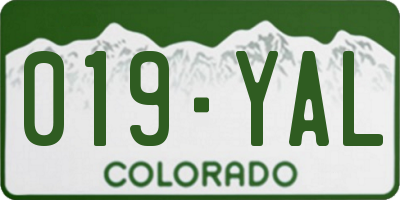 CO license plate 019YAL