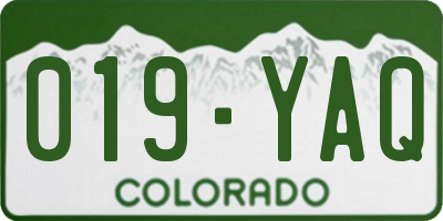 CO license plate 019YAQ