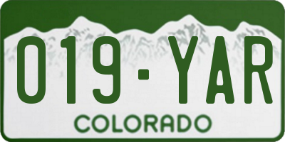 CO license plate 019YAR