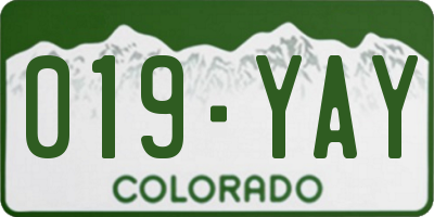 CO license plate 019YAY
