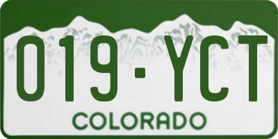CO license plate 019YCT