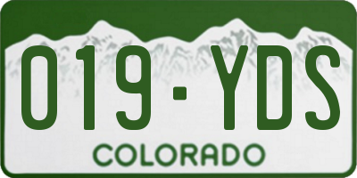 CO license plate 019YDS