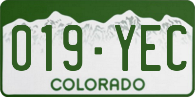 CO license plate 019YEC