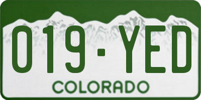 CO license plate 019YED