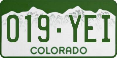 CO license plate 019YEI
