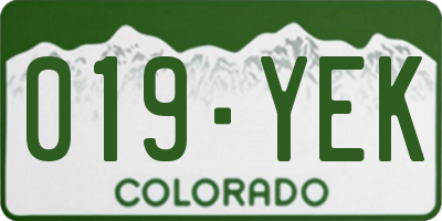 CO license plate 019YEK