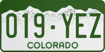 CO license plate 019YEZ