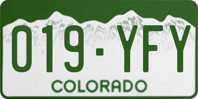 CO license plate 019YFY