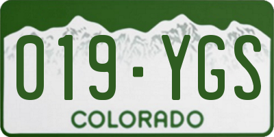 CO license plate 019YGS