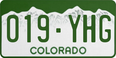 CO license plate 019YHG