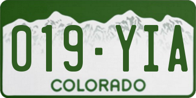 CO license plate 019YIA