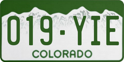 CO license plate 019YIE