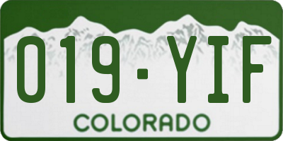 CO license plate 019YIF