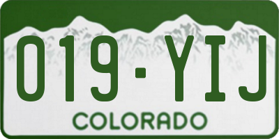 CO license plate 019YIJ