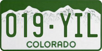 CO license plate 019YIL