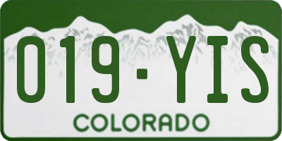 CO license plate 019YIS