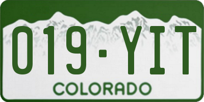 CO license plate 019YIT