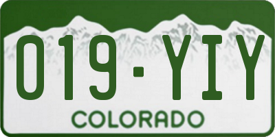 CO license plate 019YIY