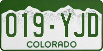 CO license plate 019YJD