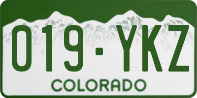 CO license plate 019YKZ