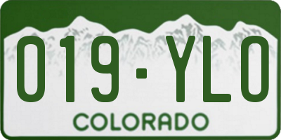 CO license plate 019YLO