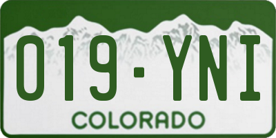 CO license plate 019YNI