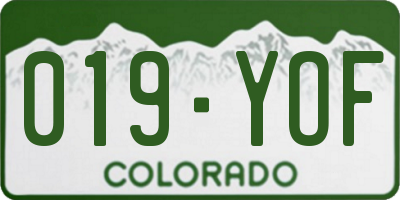 CO license plate 019YOF