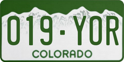 CO license plate 019YOR