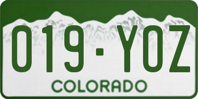 CO license plate 019YOZ