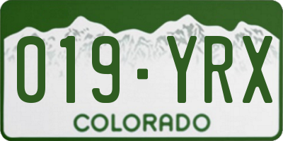 CO license plate 019YRX