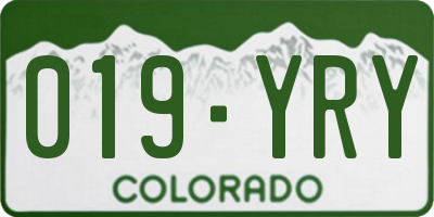 CO license plate 019YRY